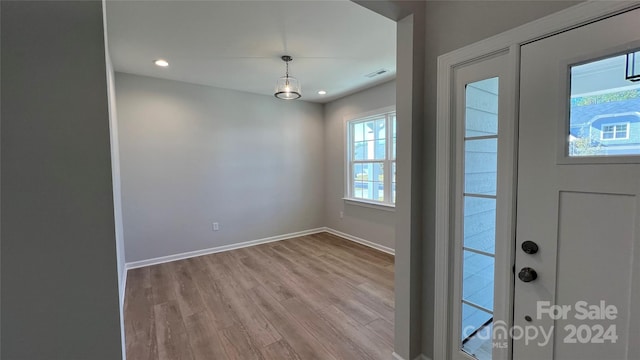 entryway with light wood-type flooring