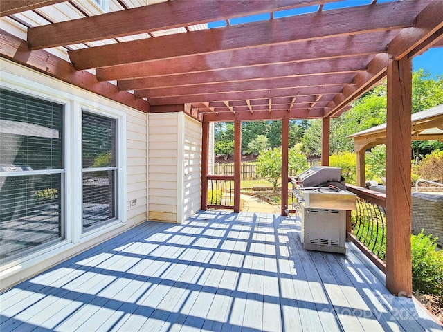 wooden deck with a pergola