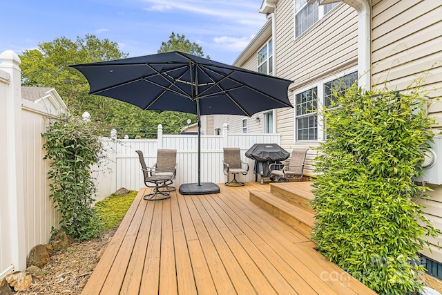 deck featuring area for grilling