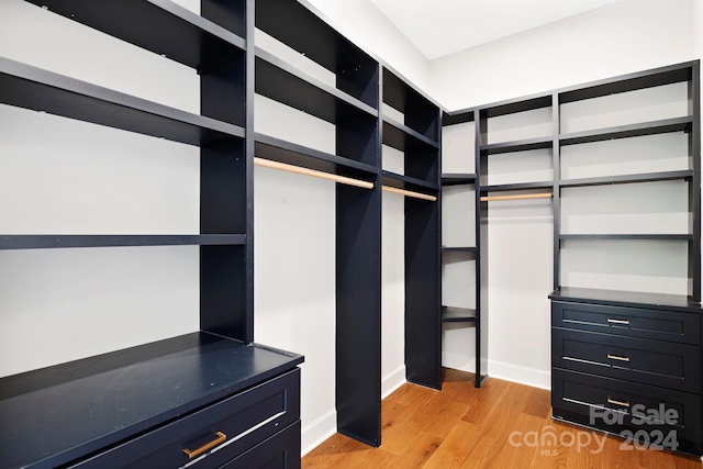 walk in closet featuring light hardwood / wood-style floors