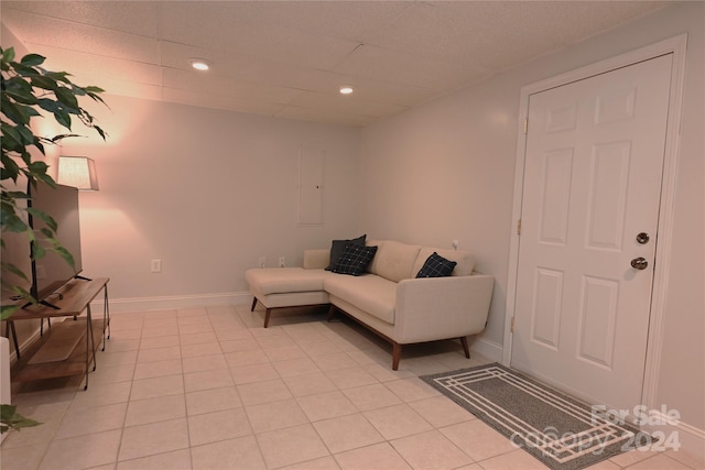 living room featuring light tile patterned floors