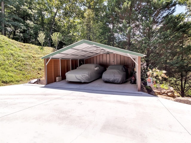 garage with a carport