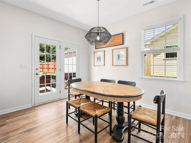 dining area featuring light hardwood / wood-style flooring