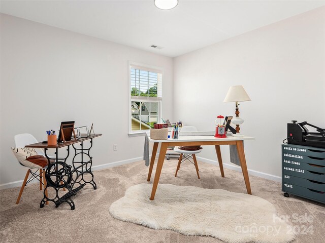 view of carpeted office space