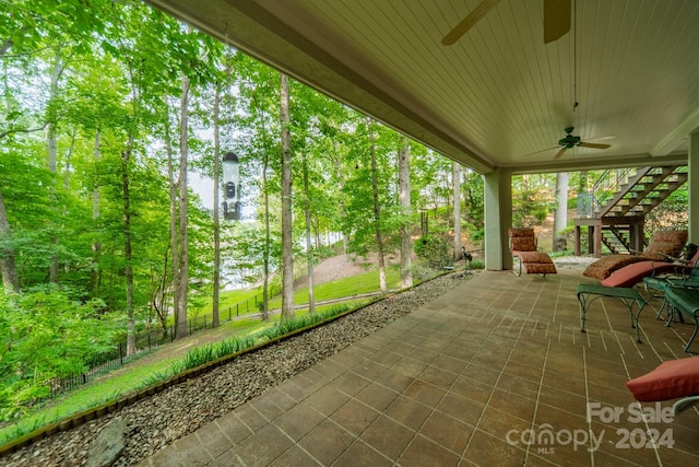 view of patio with ceiling fan