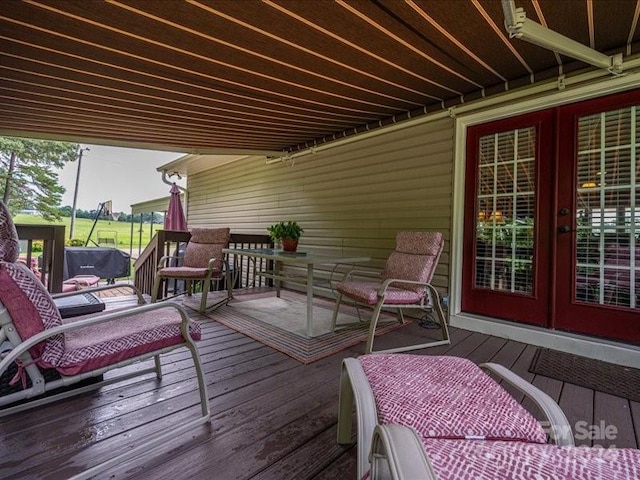 deck featuring french doors