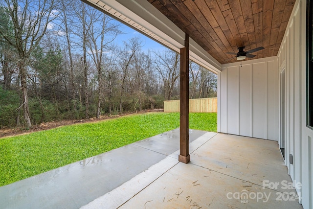 view of patio / terrace featuring ceiling fan