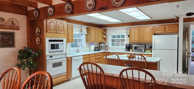 kitchen with white appliances and sink