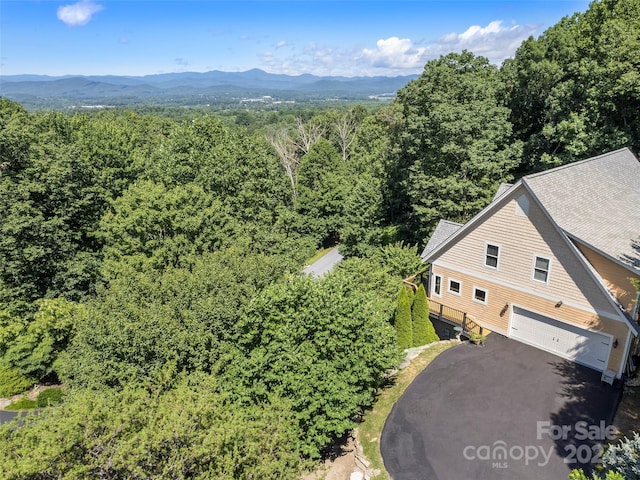 birds eye view of property featuring a mountain view