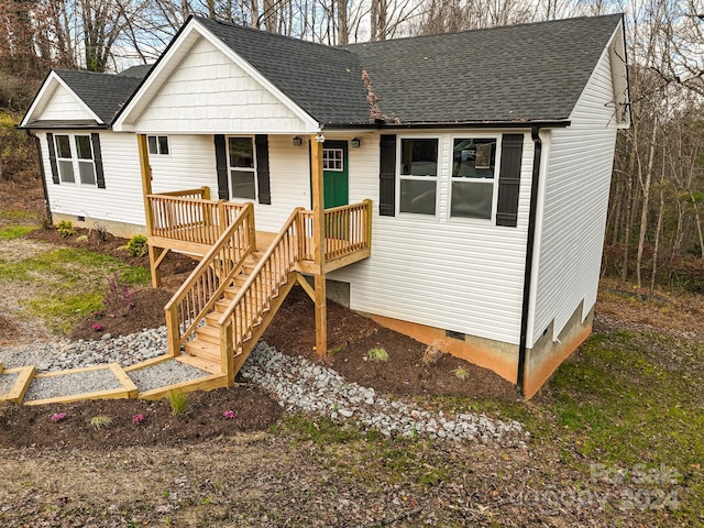 view of front facade with a deck