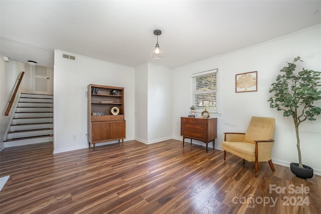 living area featuring dark hardwood / wood-style floors