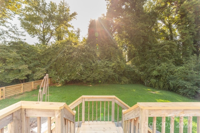 view of yard with a wooden deck