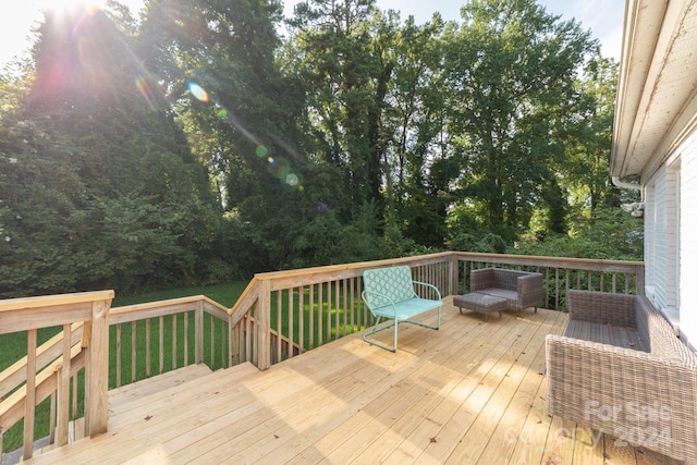 deck with a lawn