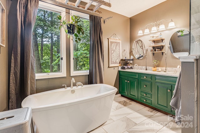 bathroom featuring a bath and vanity