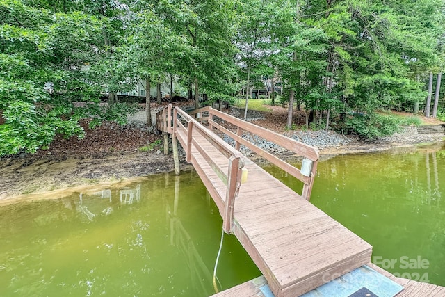 dock area featuring a water view