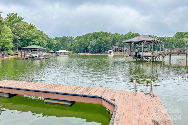 view of dock featuring a water view