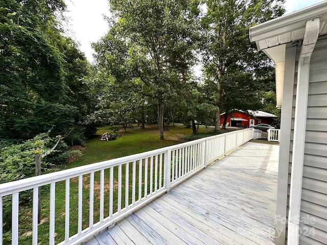 deck with a lawn