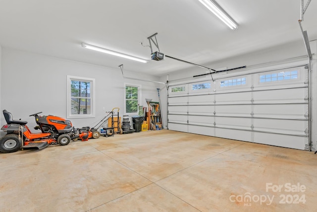 garage with a garage door opener