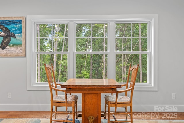 dining space featuring wood finished floors