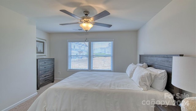 bedroom featuring carpet floors and ceiling fan