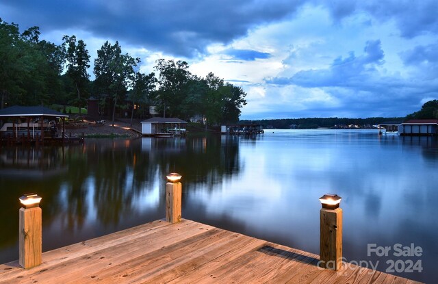 view of dock featuring a water view