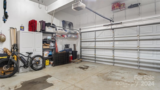 garage with a garage door opener