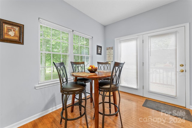 dining room with light hardwood / wood-style flooring