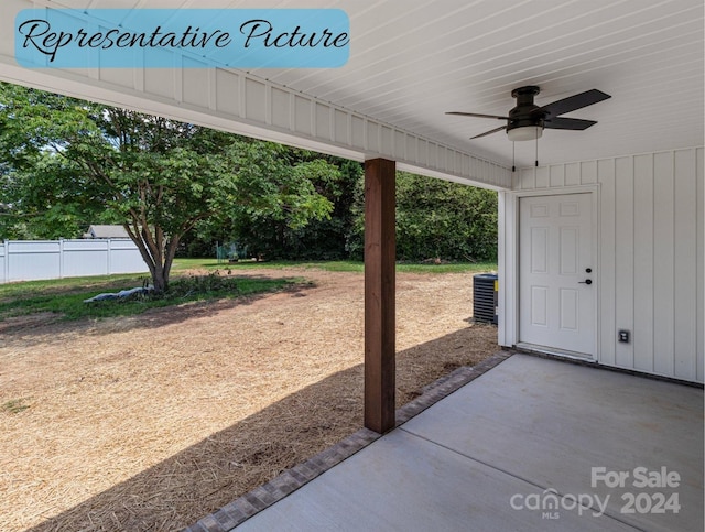 view of patio / terrace featuring ceiling fan