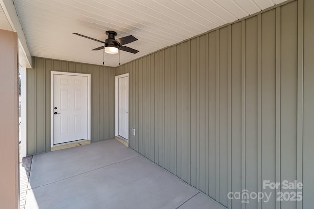 view of patio / terrace featuring ceiling fan