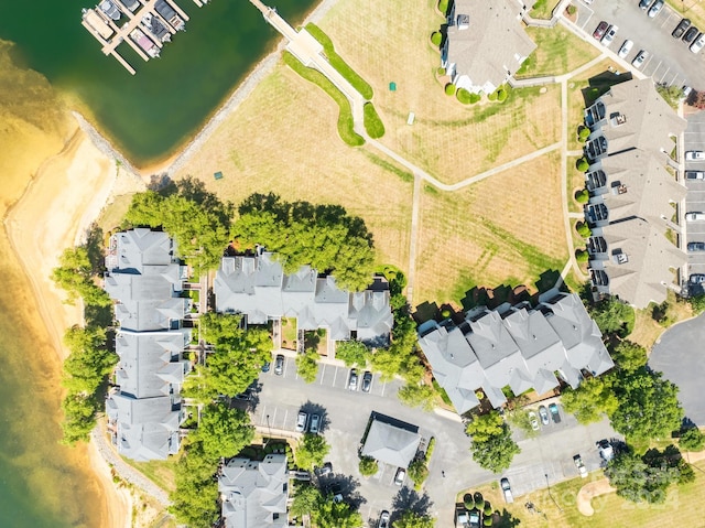 bird's eye view featuring a water view