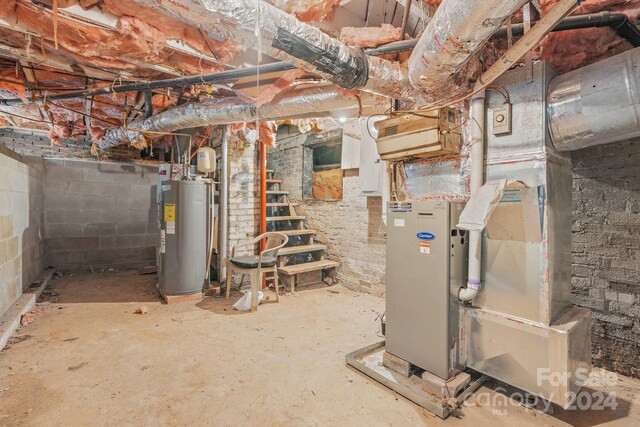 basement with water heater