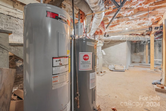 utility room featuring water heater