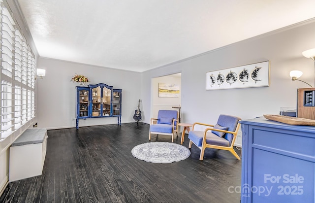 sitting room featuring dark wood finished floors