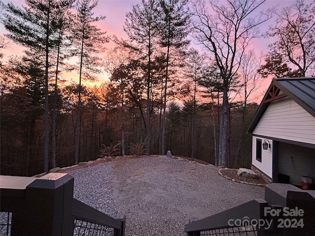 view of yard at dusk