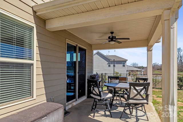 view of patio / terrace featuring ceiling fan