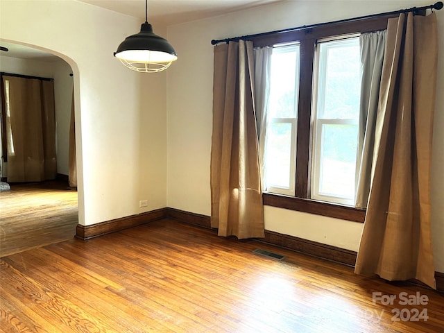 unfurnished room with a wealth of natural light and light wood-type flooring