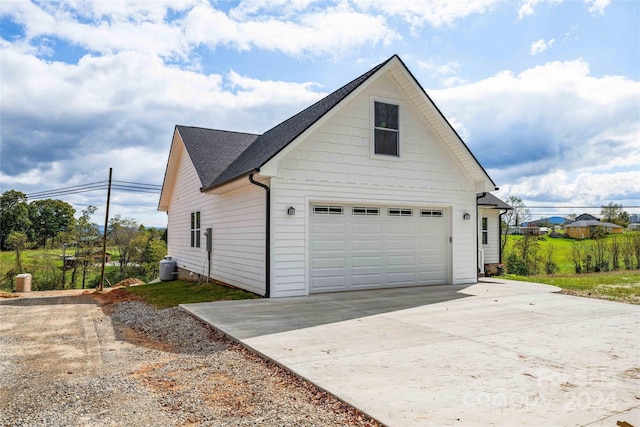 view of home's exterior with a garage