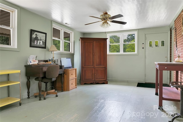 home office featuring ceiling fan