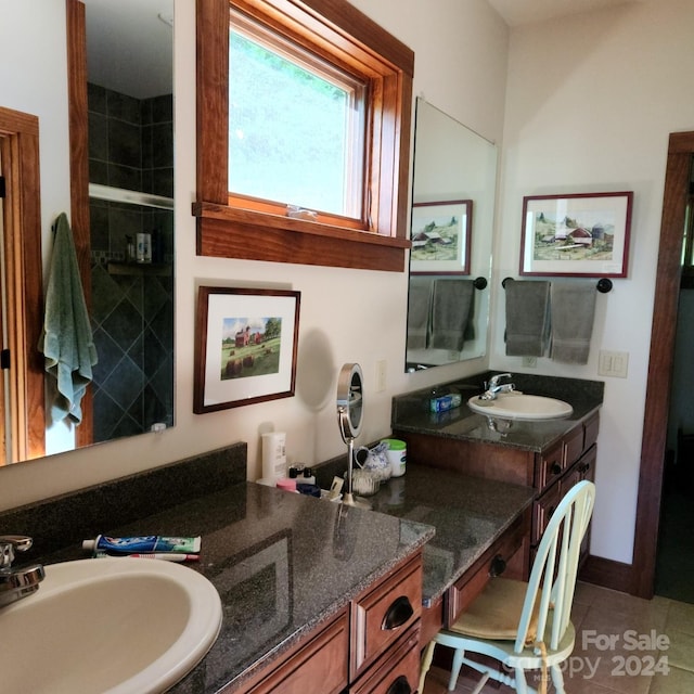 bathroom featuring vanity and tile patterned floors