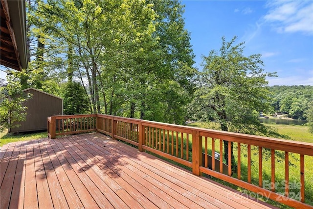 deck with a water view