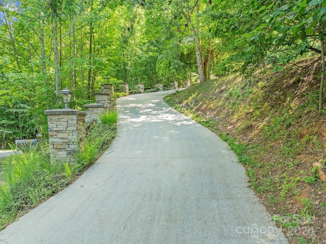 view of property's community with a wooded view