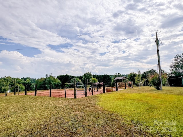 view of yard with a rural view