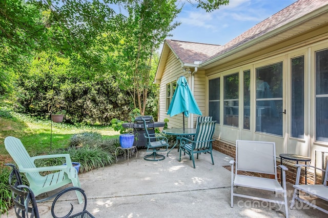 view of patio / terrace with a grill