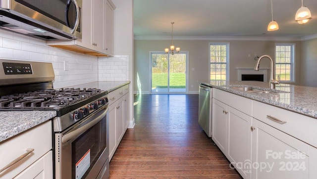 kitchen featuring plenty of natural light, sink, appliances with stainless steel finishes, and hardwood / wood-style flooring