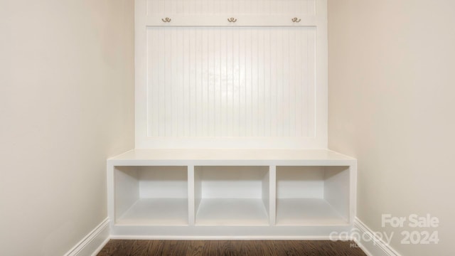 mudroom featuring dark hardwood / wood-style flooring