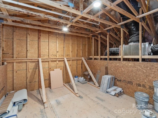 view of unfinished attic