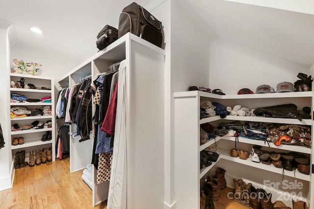 spacious closet featuring hardwood / wood-style flooring