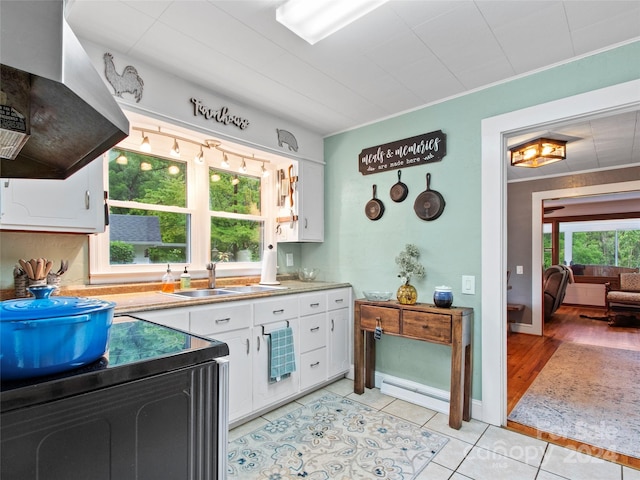 kitchen with white cabinetry and a wealth of natural light