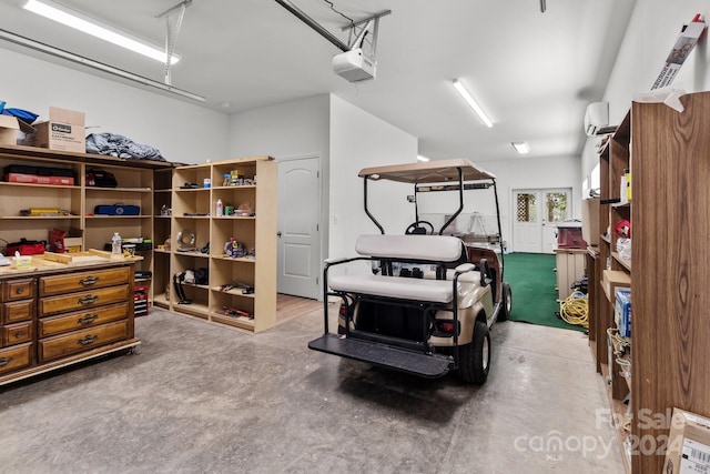 garage with a garage door opener