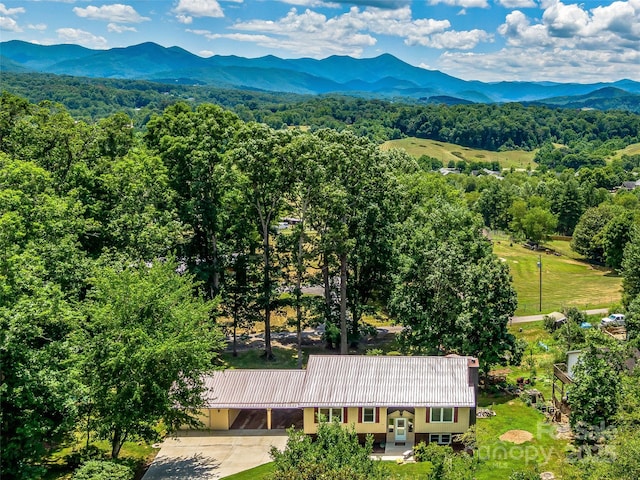 aerial view with a mountain view